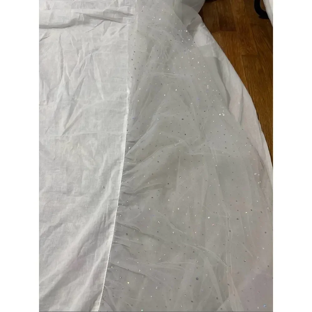 Pottery Barn crib skirt in white shimmer tulle sequin